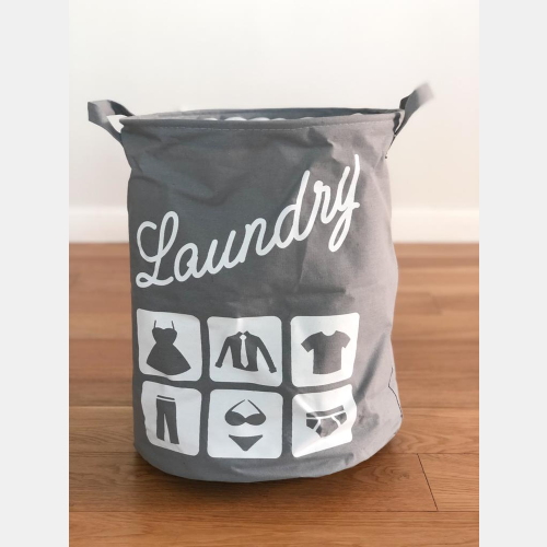 Cesto de tela Laundry gris con cierre