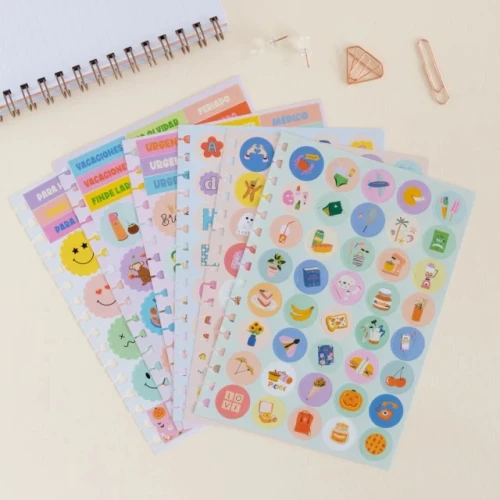 Set de stickers para cuadernos o agendas encastrables