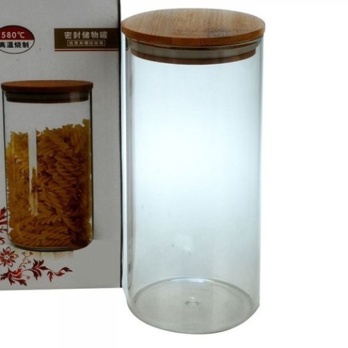 Frasco de vidrio tapa bambu 1.2L