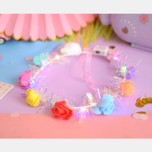 Tiara con flores y luz led