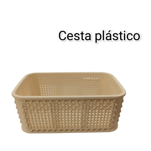 Canasta simil rattan beige