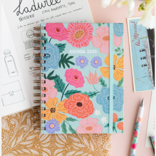 Agenda semana a la vista flores aqua pink