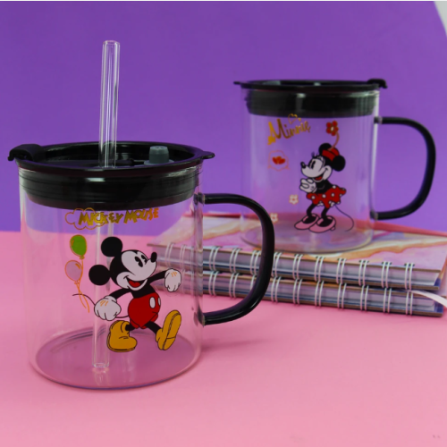 Taza de vidrio con sorbete disney