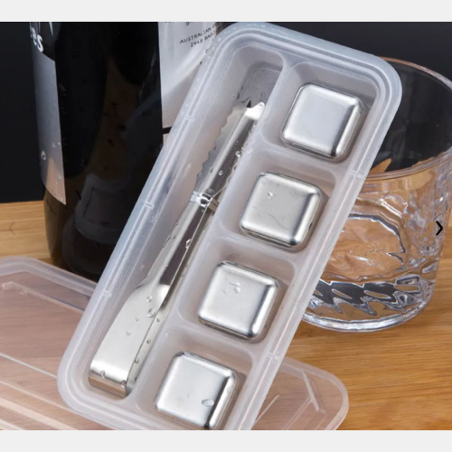 Hielos acero inoxidable x 4 con pinza
