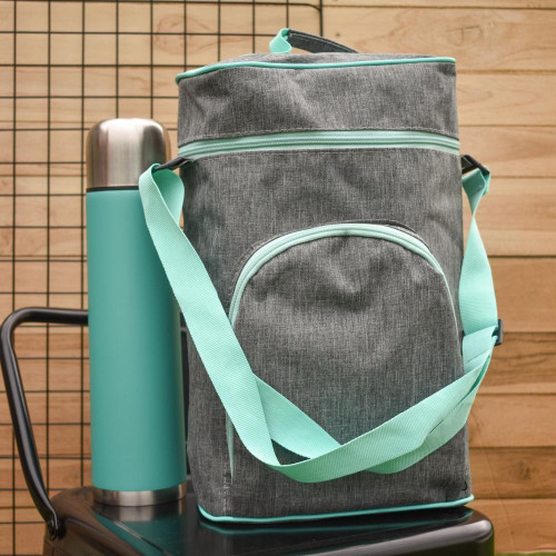 Bolso matero gris y aqua