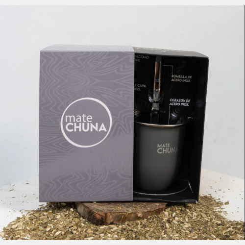 Mate acero chuna gris oscuro packaging