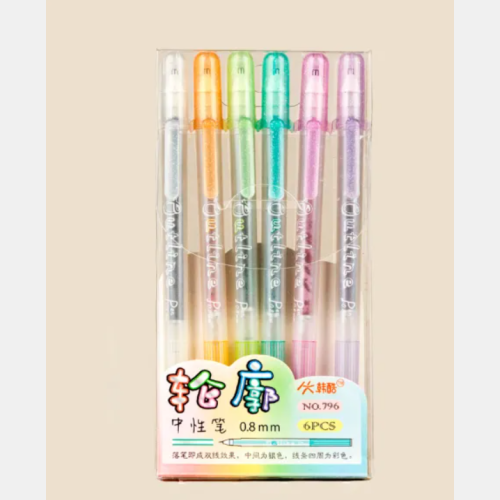 Lapiceras gel con brillo x 6
