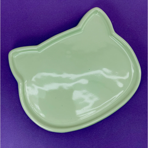 Bandeja ceramica gato verde