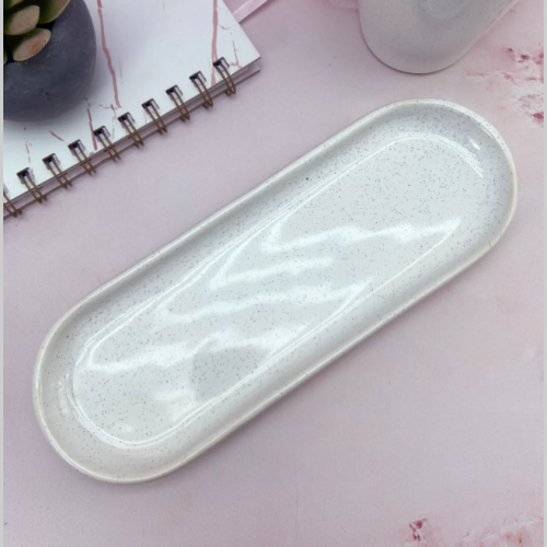 Bandeja ceramica oval jaspeada