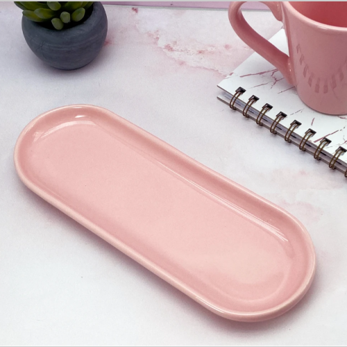 Bandeja ceramica oval rosa