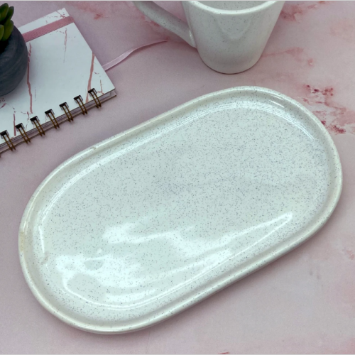 Bandeja ceramica oval jaspeada