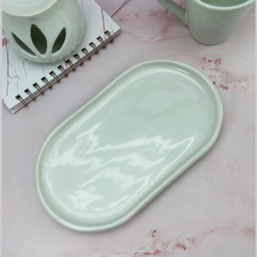 Bandeja ceramica oval verde