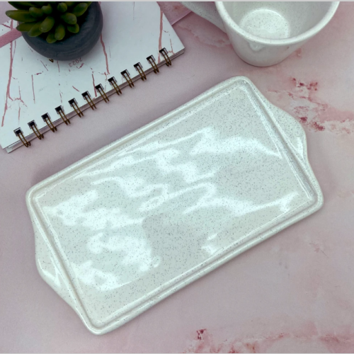 Bandeja ceramica rectangular jaspeada