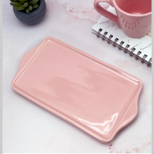 Bandeja ceramica rectangular rosa