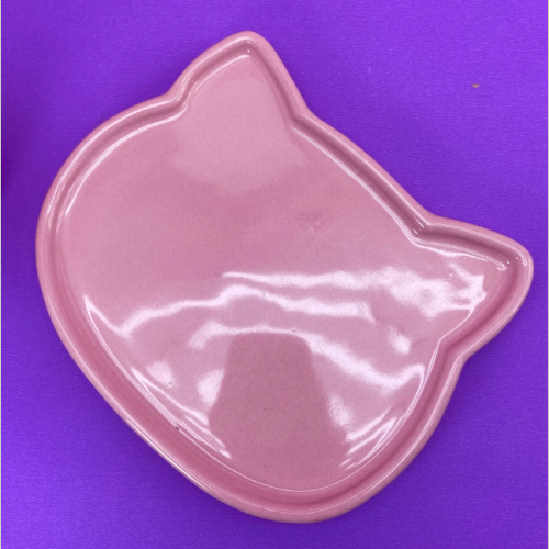 Bandeja ceramica gato rosa