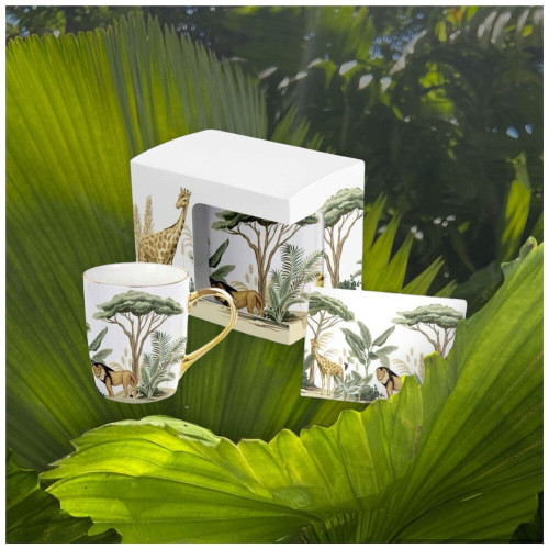 Taza leon manija dorada