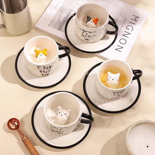 Set taza y plato gatito