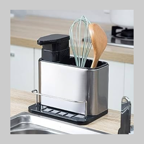 Dispenser cromado con escurridor de cubiertos