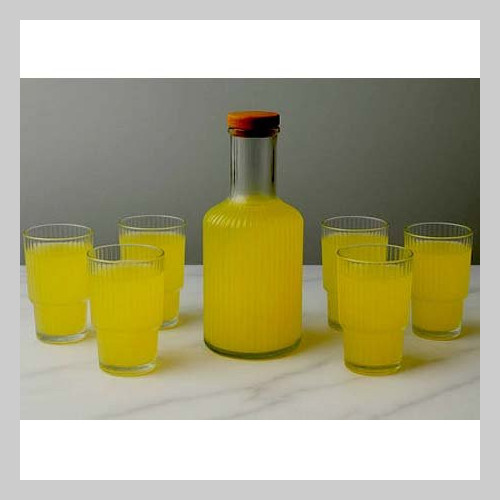 Set botella y 6 vasos vidrio