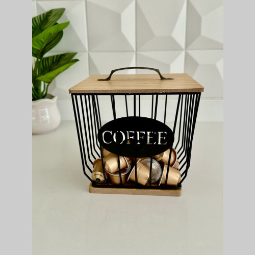 Porta capsulas de cafe tapa bambu