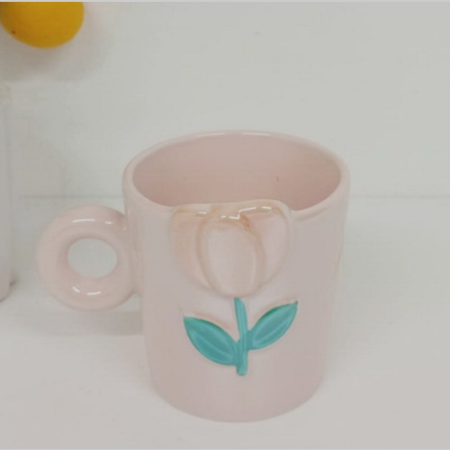 Taza ceramica con flor pearly