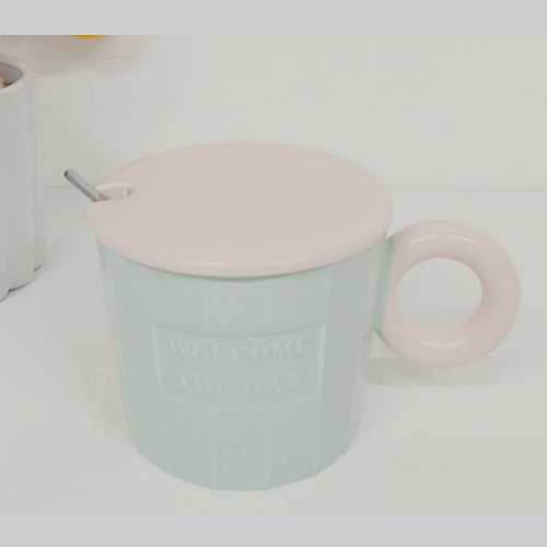Taza ceramica vintage con cuchara