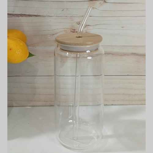Vaso vidrio con sorbete bambu 500ml