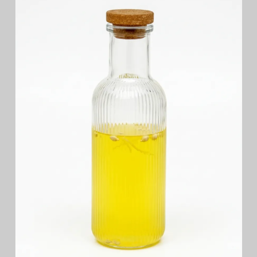 Botella de vidrio labrada tapa corcho 1L