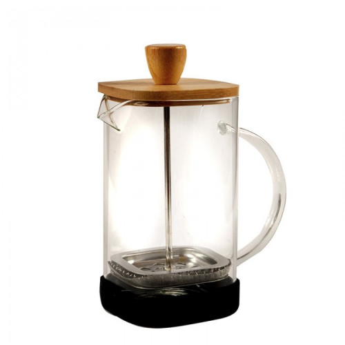 Cafetera tetera con embolo vidrio y bambu