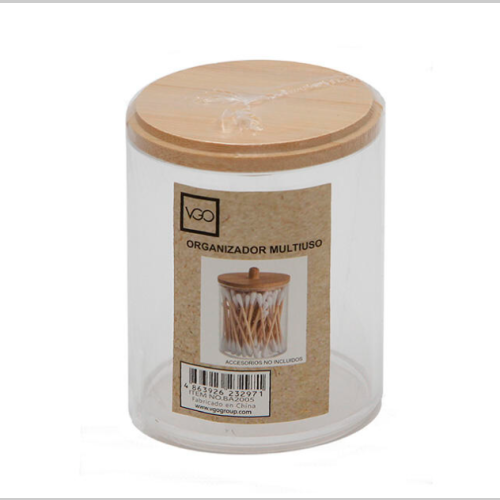Organizador de hisopos acrilico y bambu