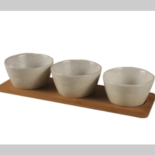 Set cuencos x 3 con base bambú