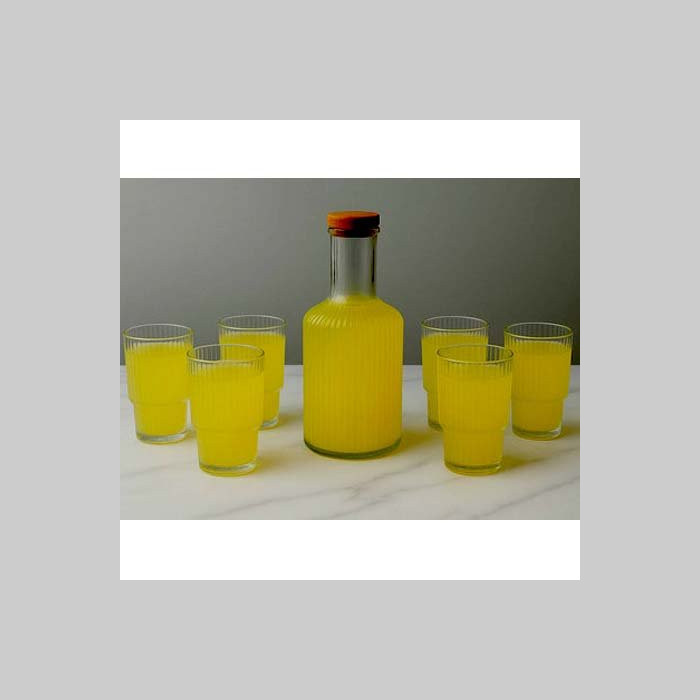 Set botella y 6 vasos vidrio