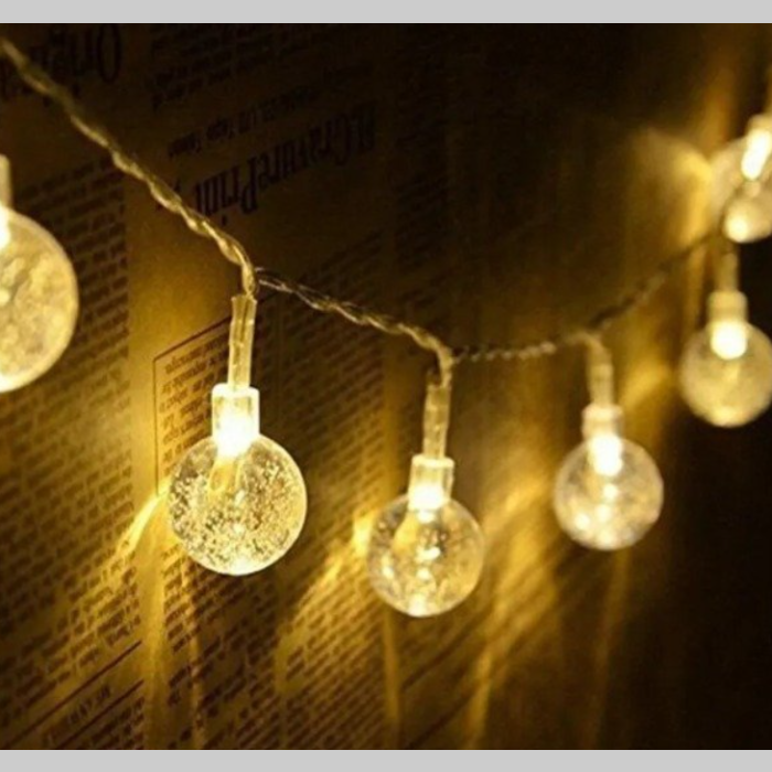 Guirnalda bolitas cristal 5m enchufe