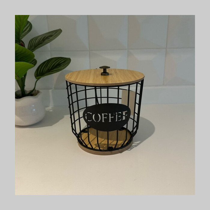 Porta capsulas de cafe tapa bambu