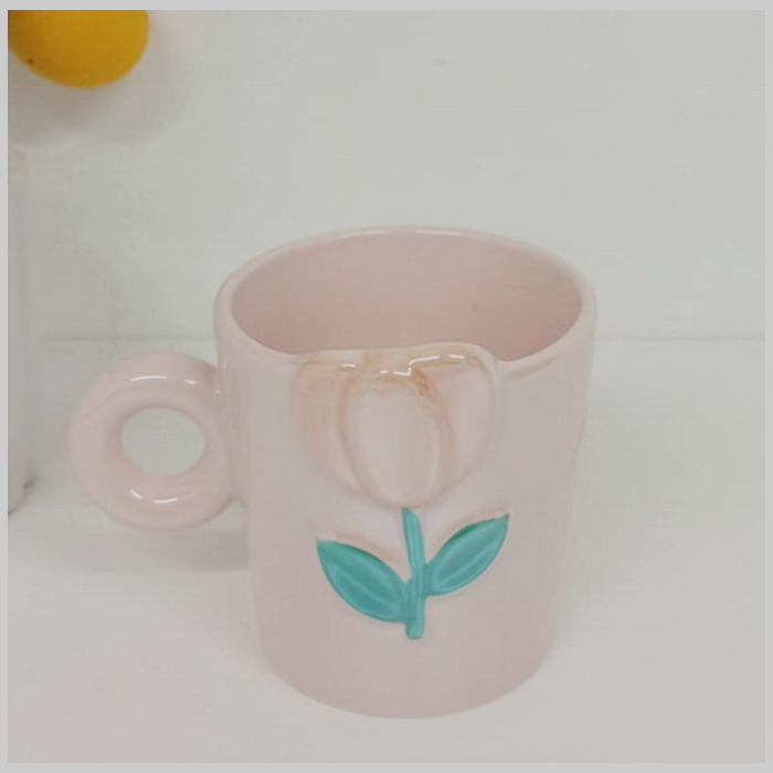 Taza ceramica con flor pearly