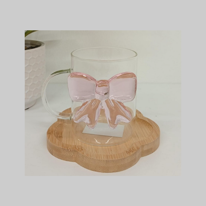 Taza vidrio moño
