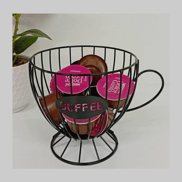 Porta capsulas de cafe taza metal