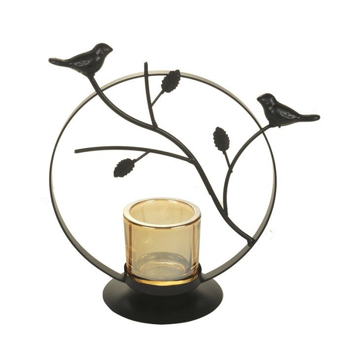 Candelabro pajaritos con porta vela