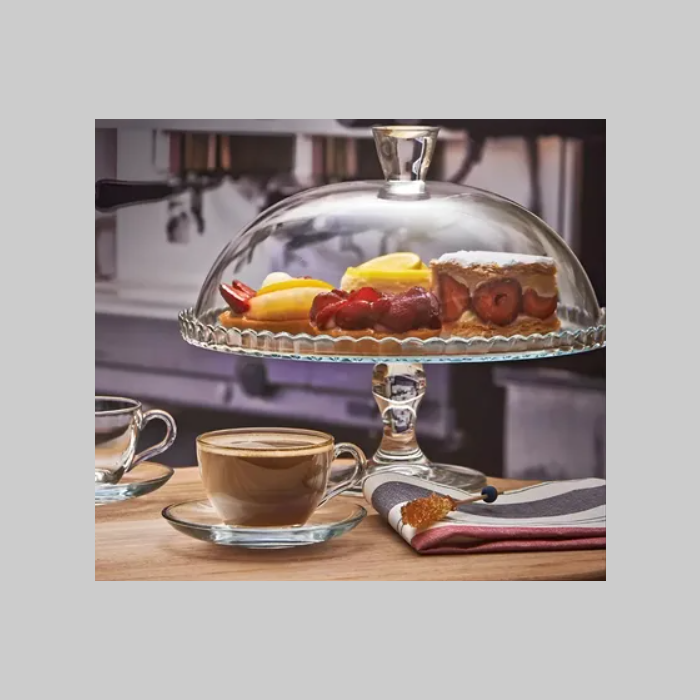 Pie de torta plastico con cubridor 30cm