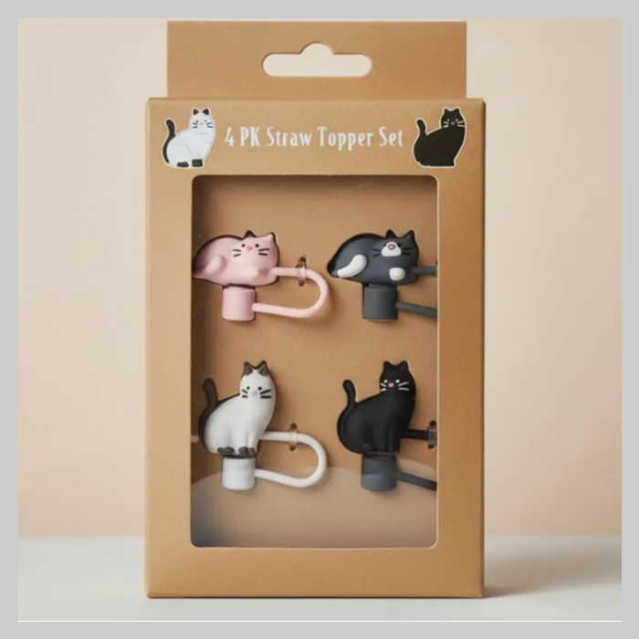 Tapas silicona para sorbetes x 4 gatitos