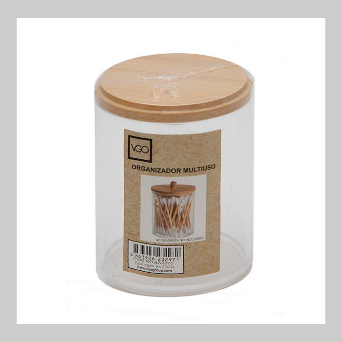 Organizador de hisopos acrilico y bambu