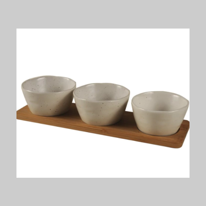 Set cuencos x 3 con base bambú